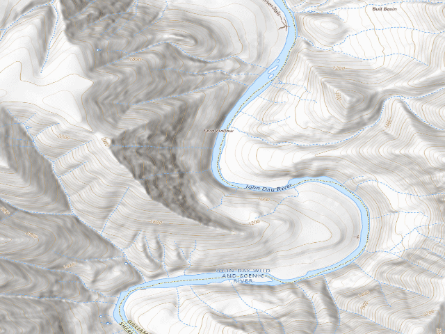 USGS topographic map of BLM dispersed camp #2 — Gilliam County, OR