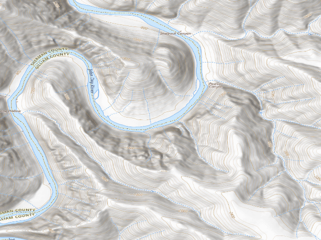 USGS topographic map of BLM dispersed camp #2 — Sherman County, OR