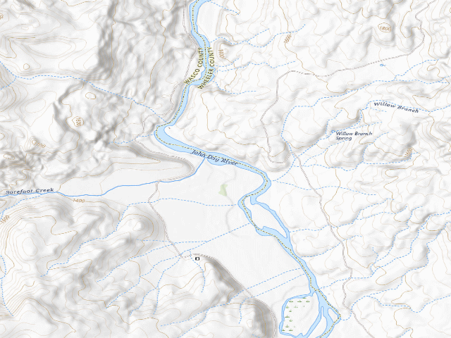 USGS topographic map of BLM dispersed camp #2 — Wasco County, OR