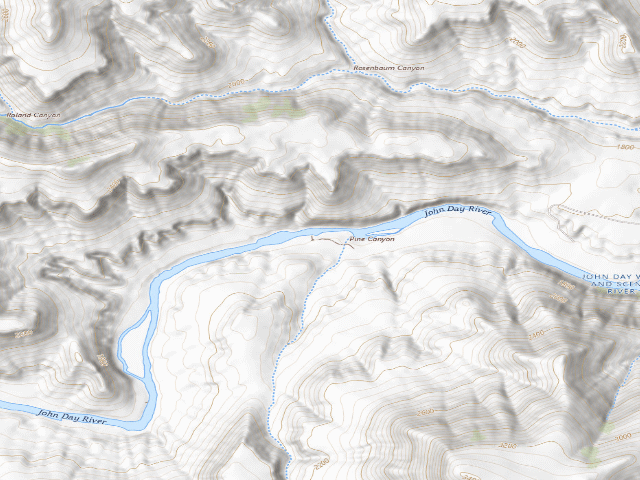 USGS topographic map of BLM dispersed camp #21 — Wheeler County, OR