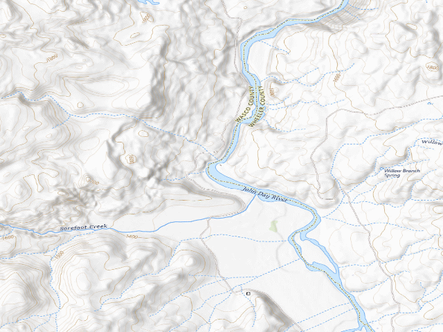 USGS topographic map of BLM dispersed camp #22 — Wheeler County, OR