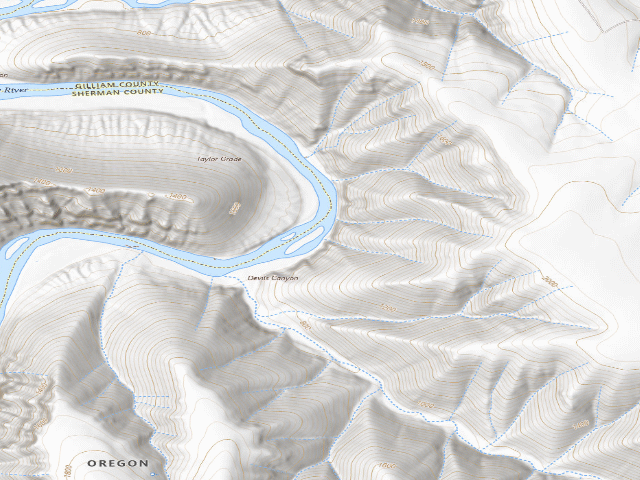 USGS topographic map of BLM dispersed camp #24 — Gilliam County, OR