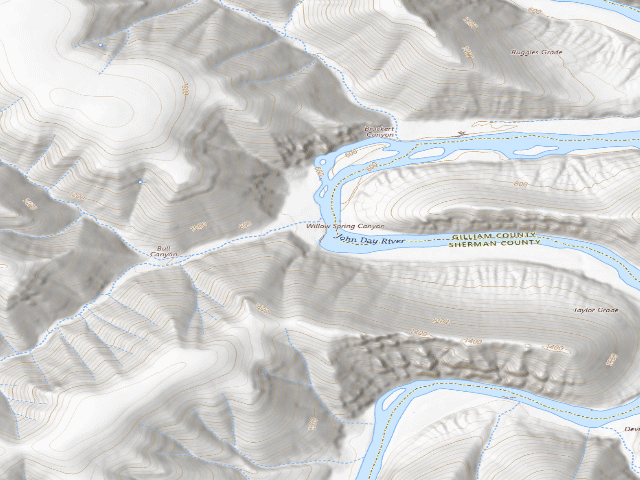 USGS topographic map of BLM dispersed camp #3 — Sherman County, OR