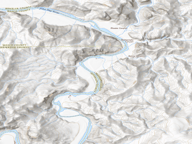 USGS topographic map of BLM dispersed camp #3 — Wheeler County, OR