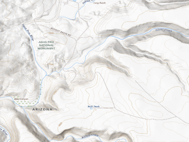 USGS topographic map of BLM dispersed camp #3 — Yavapai County, AZ
