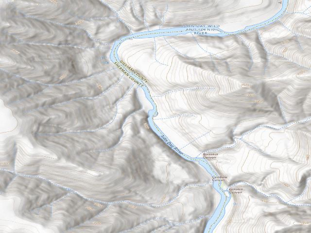 USGS topographic map of BLM dispersed camp #4 — Gilliam County, OR