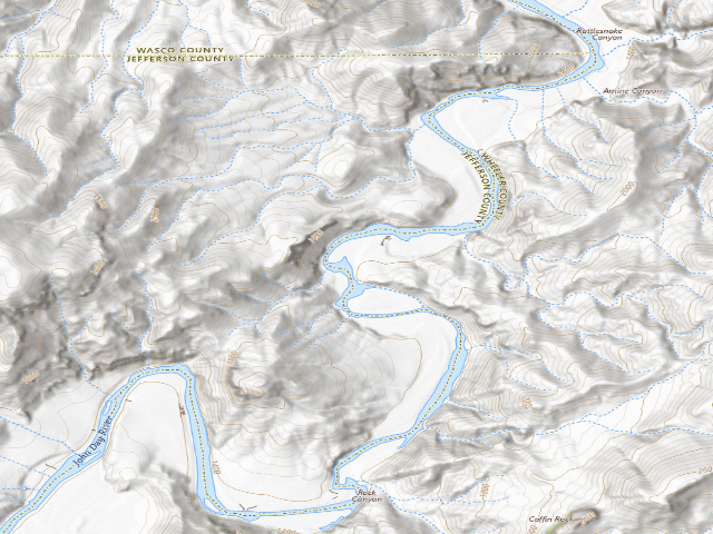 USGS topographic map of BLM dispersed camp #4 — Wheeler County, OR