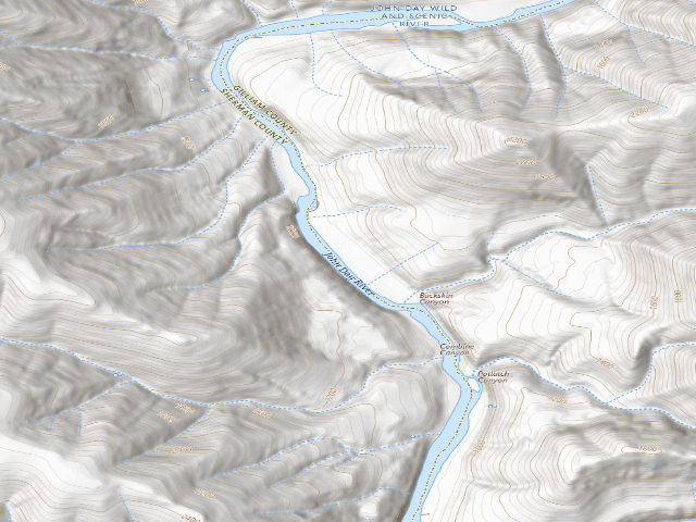USGS topographic map of BLM dispersed camp #5 — Gilliam County, OR