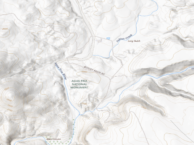 USGS topographic map of BLM dispersed camp #5 — Yavapai County, AZ