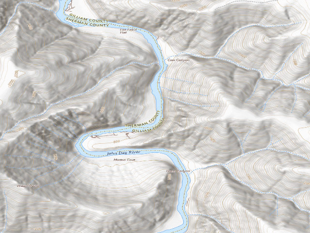 USGS topographic map of BLM dispersed camp #6 — Sherman County, OR