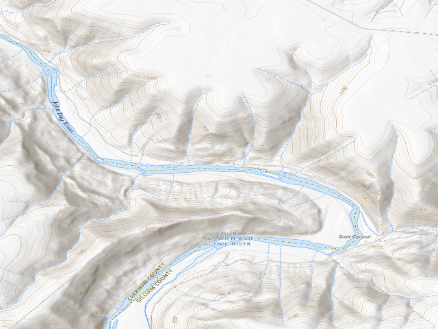 USGS topographic map of BLM dispersed camp #7 — Gilliam County, OR