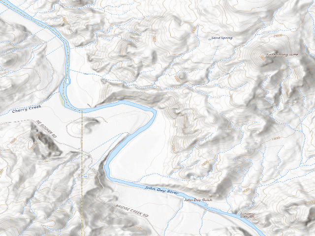 USGS topographic map of BLM dispersed camp #7 — Wheeler County, OR