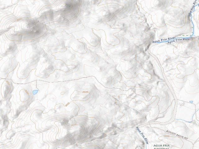 USGS topographic map of BLM dispersed camp #7 — Yavapai County, AZ