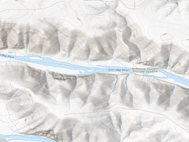 USGS topographic map of BLM dispersed camp #8 — Gilliam County, OR