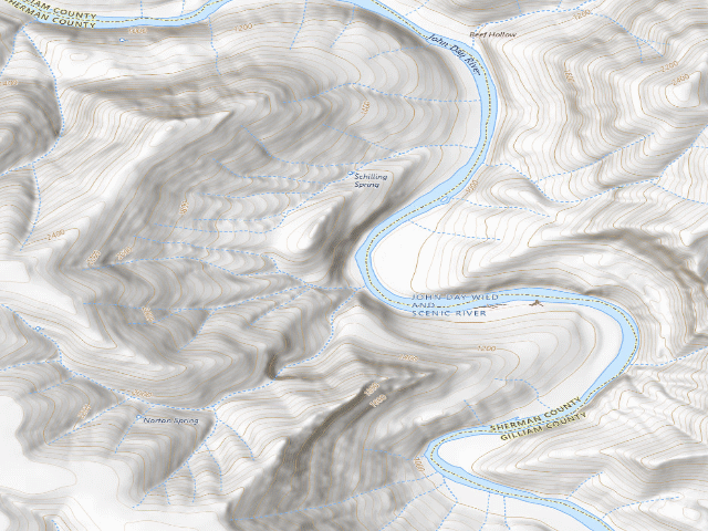 USGS topographic map of BLM dispersed camp #8 — Sherman County, OR
