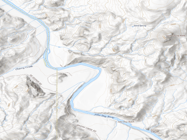 USGS topographic map of BLM dispersed camp #8 — Wheeler County, OR