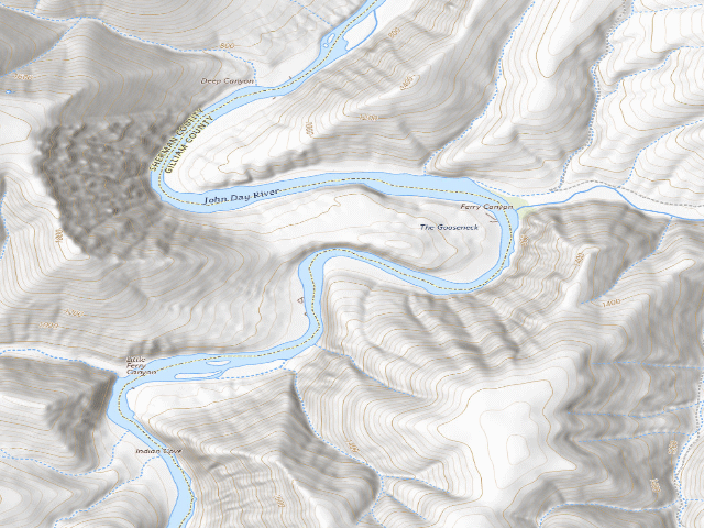 USGS topographic map of BLM dispersed camp #9 — Gilliam County, OR