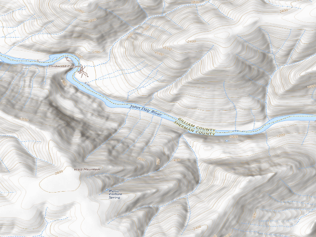 USGS topographic map of BLM dispersed camp #9 — Sherman County, OR