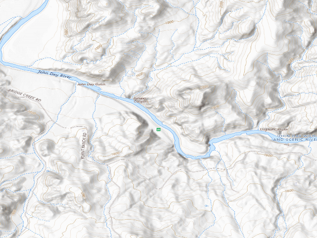 USGS topographic map of BLM dispersed camp #9 — Wheeler County, OR