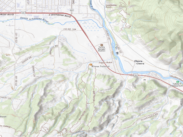 USGS topographic map of BLM dispersed camp — Chaffee County, CO