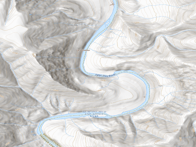 USGS topographic map of BLM dispersed camp — Gilliam County, OR