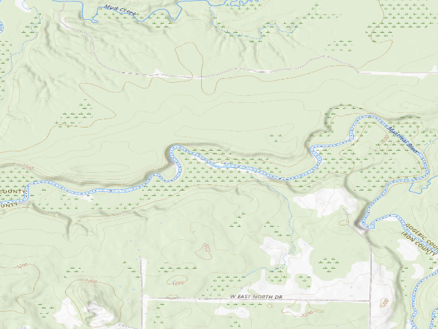 USGS topographic map of BLM dispersed camp — Iron County, WI