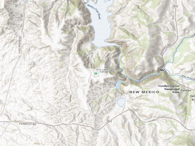 USGS topographic map of BLM dispersed camp — Santa Fe County, NM