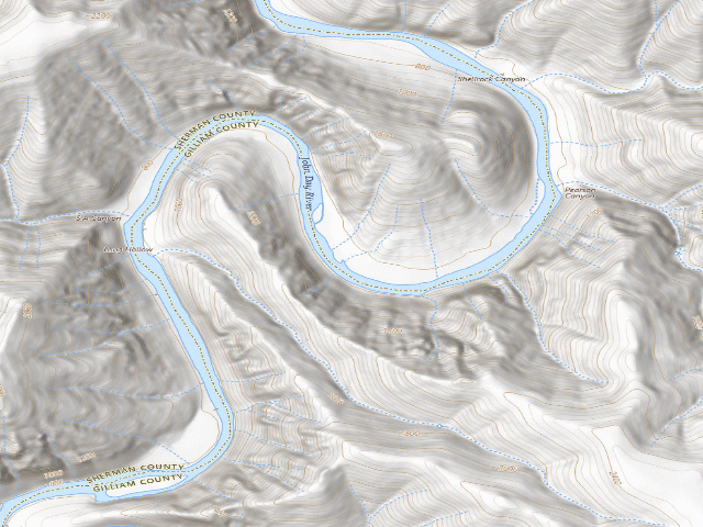 USGS topographic map of BLM dispersed camp — Sherman County, OR