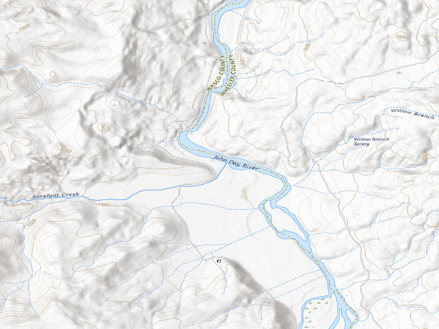 USGS topographic map of BLM dispersed camp — Wasco County, OR
