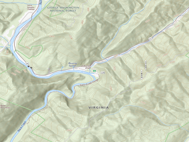 USGS topographic map of Blowing Springs