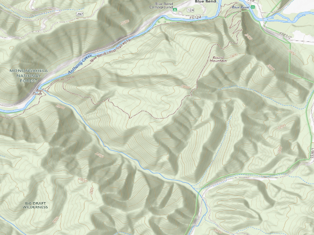 USGS topographic map of Blue Bend Loop Trail Shelter