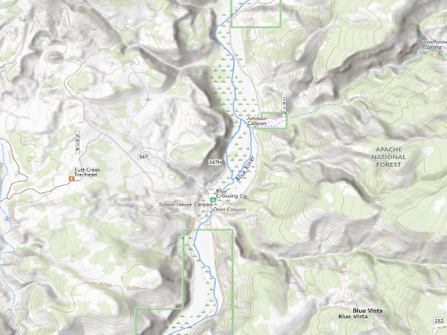 USGS topographic map of Blue Crossing Campground