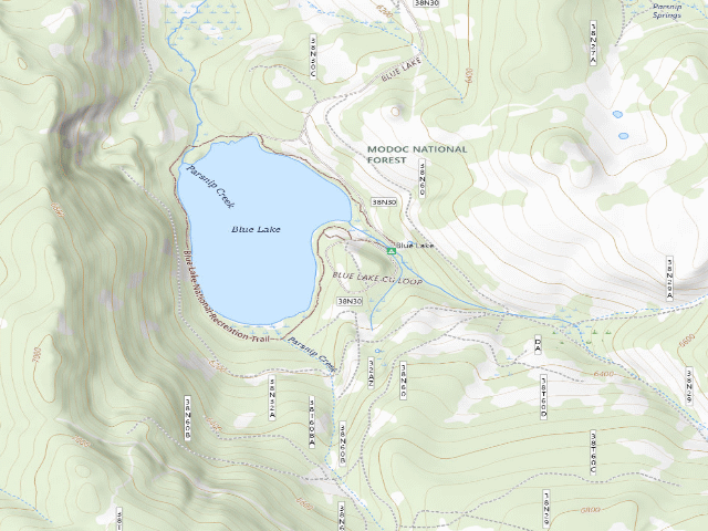 USGS topographic map of Blue Lake Campground