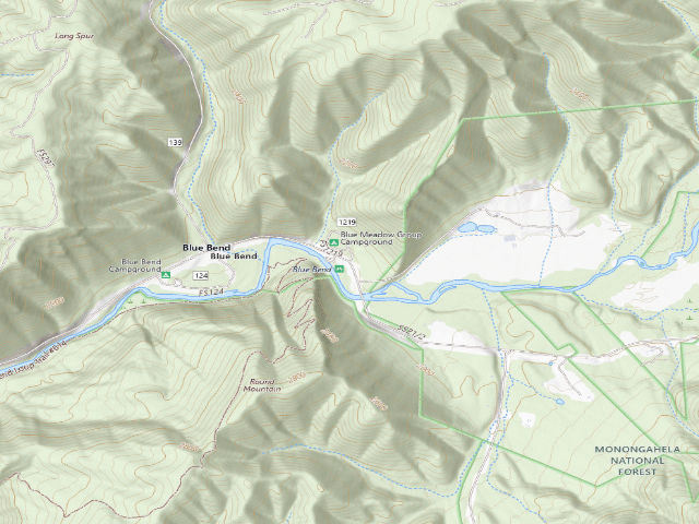 USGS topographic map of Blue Meadow Group Campground