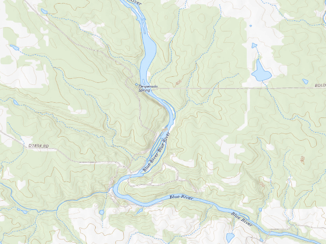 USGS topographic map of Blue River PFHA primitive camp #1
