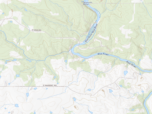 USGS topographic map of Blue River PFHA primitive camp #14