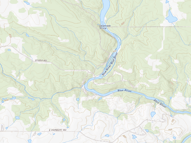 USGS topographic map of Blue River PFHA primitive camp #2
