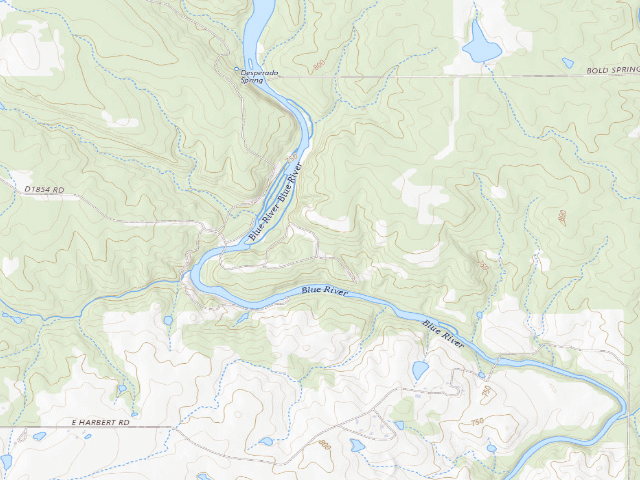 USGS topographic map of Blue River PFHA primitive camp #3