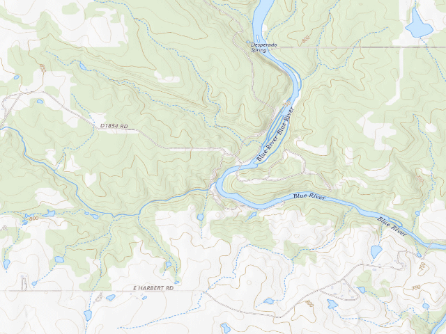 USGS topographic map of Blue River PFHA primitive camp #4
