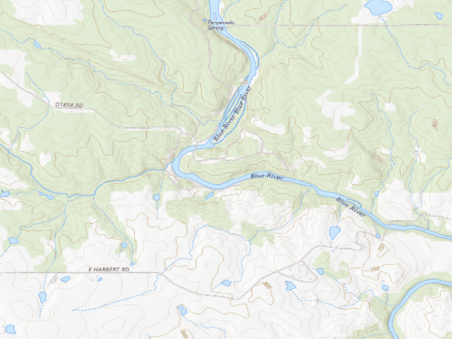 USGS topographic map of Blue River PFHA primitive camp #6