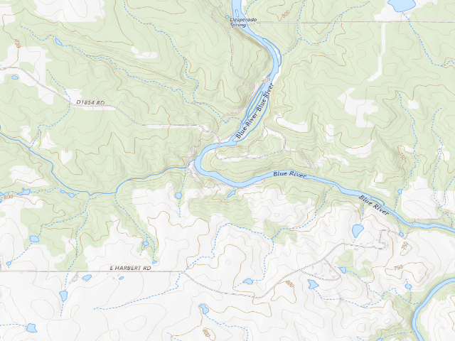USGS topographic map of Blue River PFHA primitive camp #7