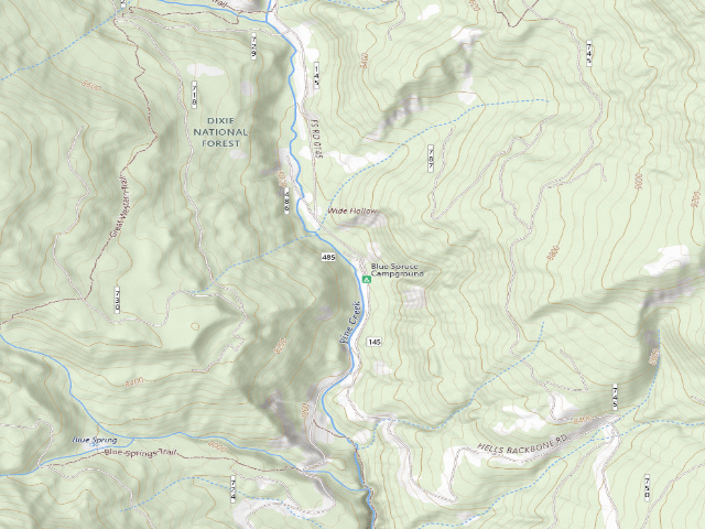 USGS topographic map of Blue Spruce Campground
