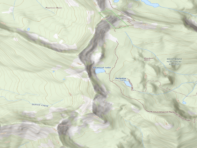 USGS topographic map of Bluebird Lake Dispersed Site 22