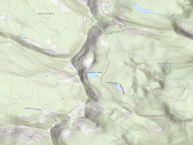 USGS topographic map of Bluebird Lake Dispersed Site 23