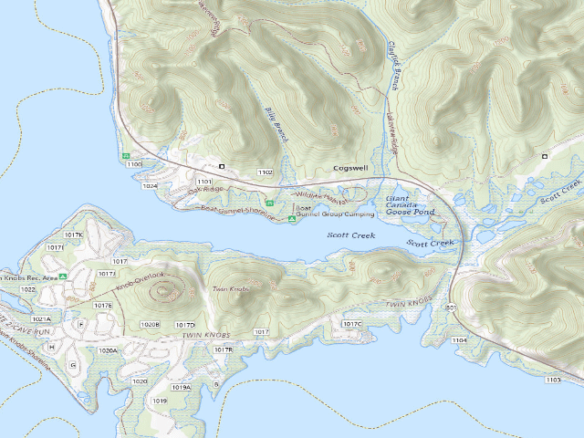 USGS topographic map of Boat Gunnel Group Campground