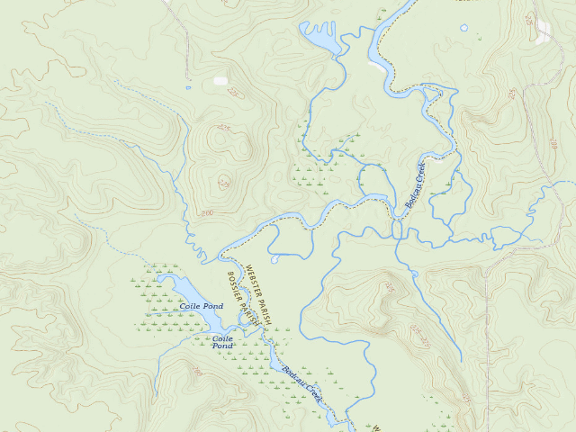 USGS topographic map of Bodcau Road Primitive Camping