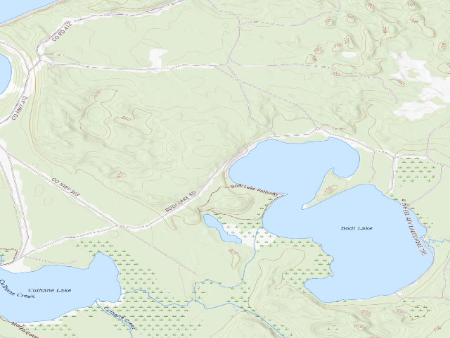 USGS topographic map of Bodi Lake State Forest Campground
