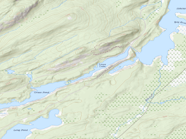 USGS topographic map of Bog River Flow Campsite 9 [DEC #3289] (Eastern Five Ponds Access Primitive Area)