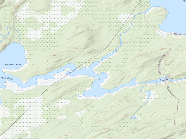 USGS topographic map of Bog River Primitive Campsite 3 [DEC #3403] (Bog River Complex, lower Bog River)