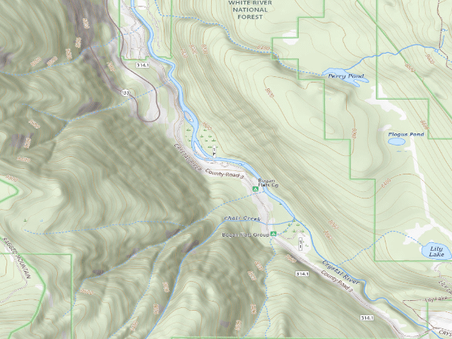 USGS topographic map of Bogan Flats Campground